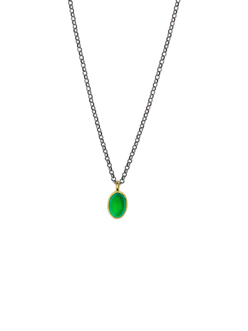 Green Chalcedony Charm Necklace