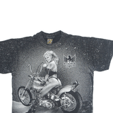 3D EMBLEM American Biker Biker USA T-Shirt Black 90s Short Sleeve Mens L