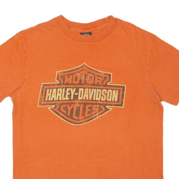 HARLEY DAVIDSON Mens Biker T-Shirt Orange Short Sleeve M