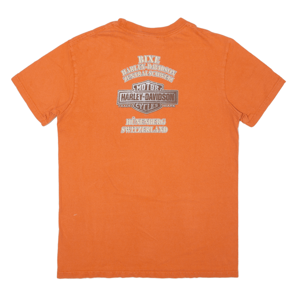 HARLEY DAVIDSON Mens Biker T-Shirt Orange Short Sleeve M