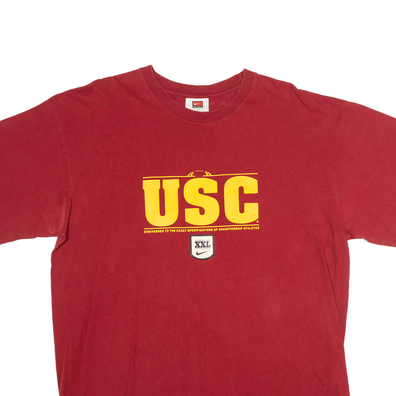 NIKE TEAM USC Trojans Football Red 90s USA Short Sleeve T-Shirt Mens L