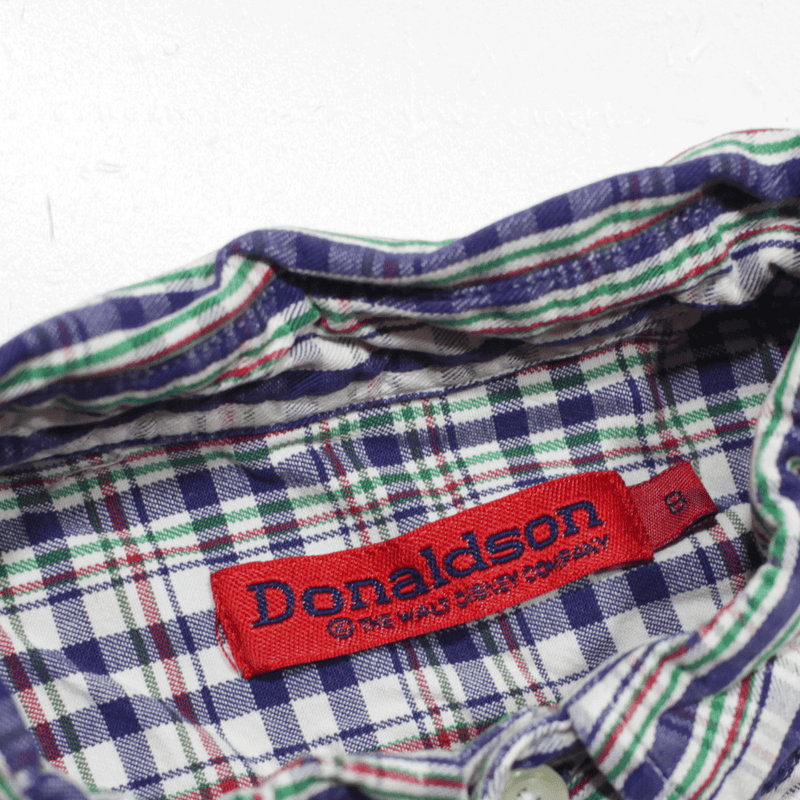 DISNEY Donaldson Shirt Blue 90s Check Long Sleeve Boys 8 Years