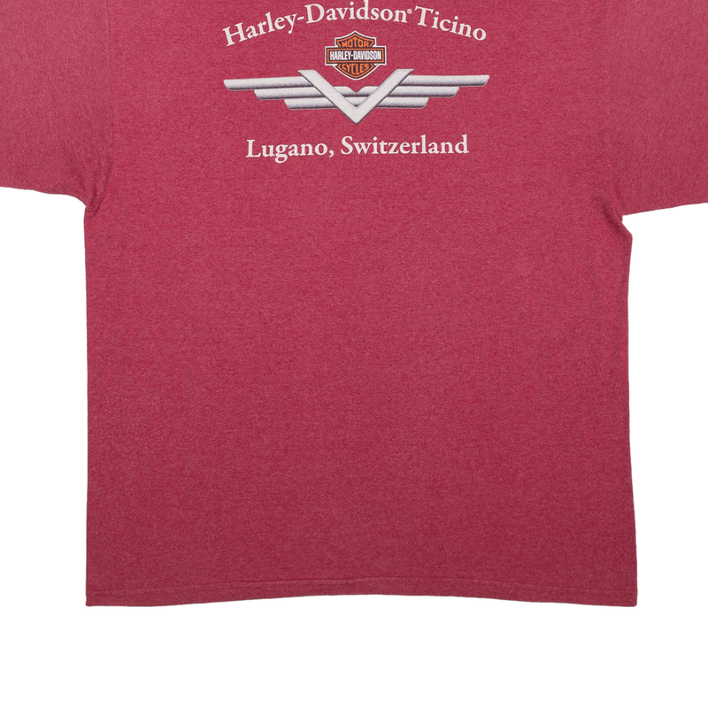 HARLEY DAVIDSON Switzerland Biker T-Shirt Red Short Sleeve Mens XL