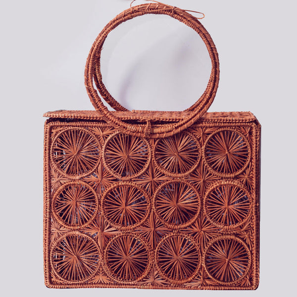 Mambo Palm Bag - Straw Bag - Hand Woven Iraca Palm Bag, Top Handle Purse