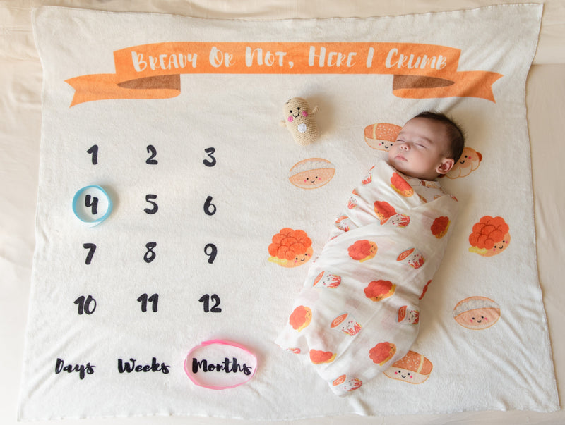 Fleece Milestone Blanket for Baby Photography - Bready or Not, Here I Come!