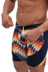 men's multicolored arrow athletic shorts with adjustable drawstring