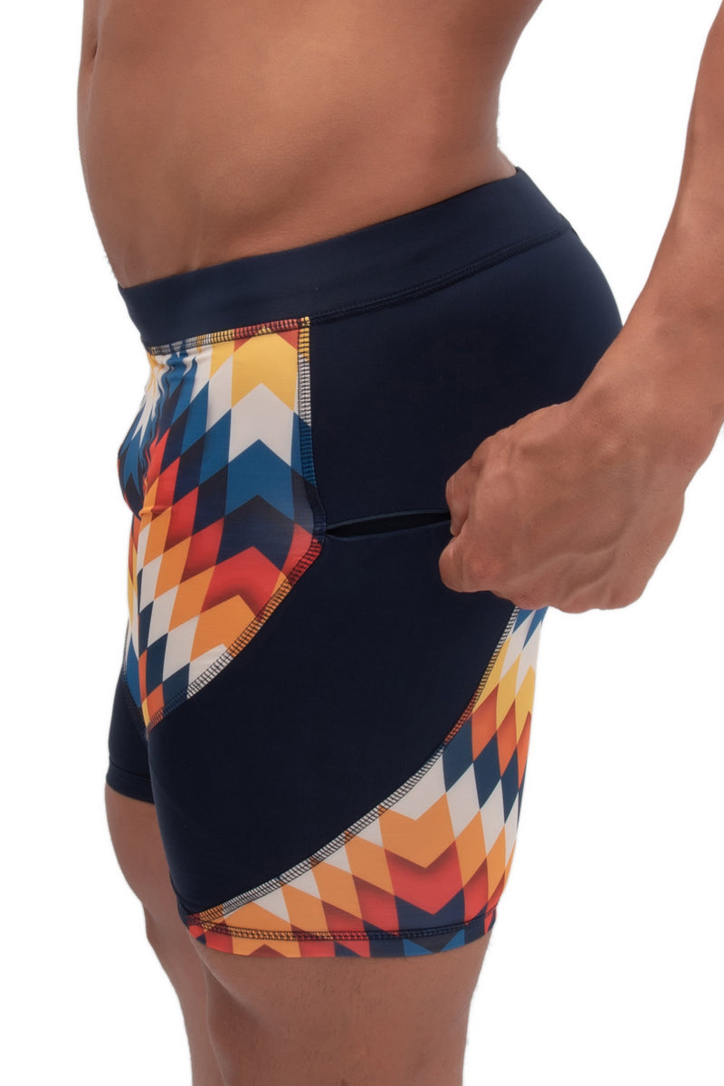multicolor men's workout shorts with pockets for phone