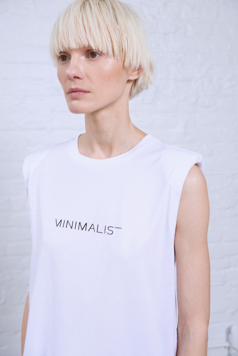 Inessa Luxe Logo Tee with Shoulder Pads