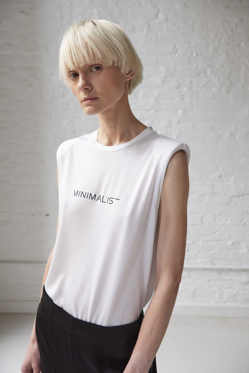 Inessa Luxe Logo Tee with Shoulder Pads