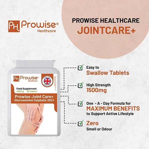 Joint Care+ Glucosamine Sulphate 2KCL 1500mg 60 Tablets I High Strength 2 Months Supply I UK Made by Prowise