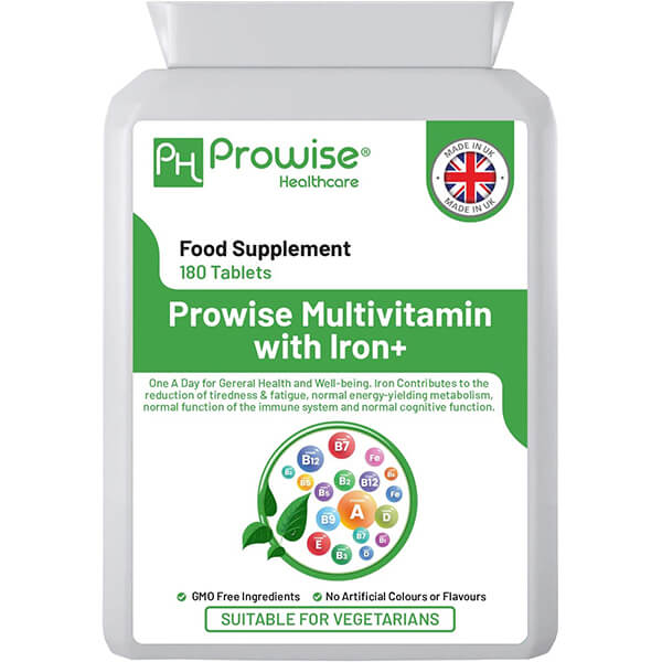Multivitamin & Iron 180 Tablets (6 Months Dose) Immune Support | Suitable for Vegetarians | Made In UK by Prowise