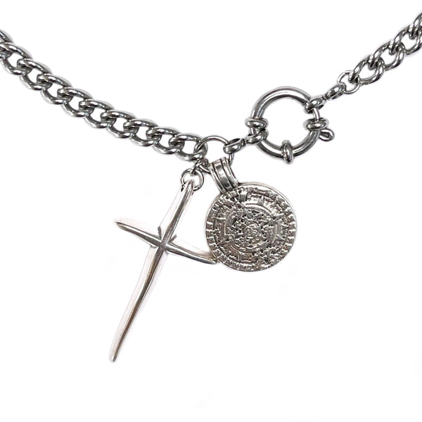 Cross Coin Chain Necklace