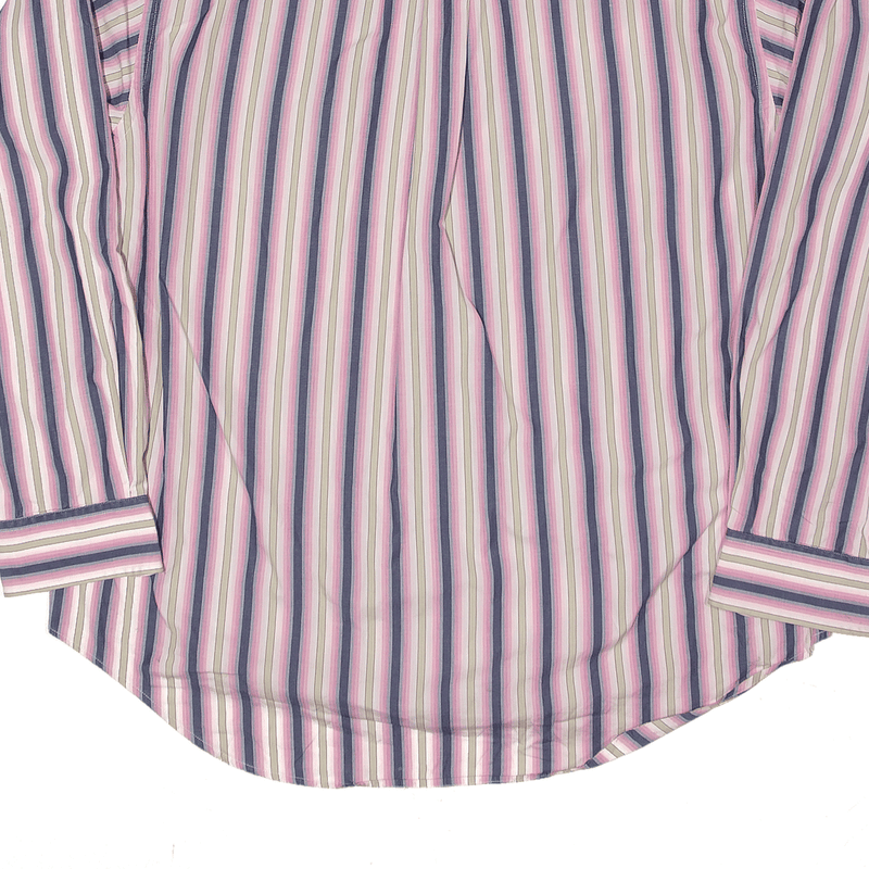 LACOSTE Shirt Pink Striped Long Sleeve Mens L