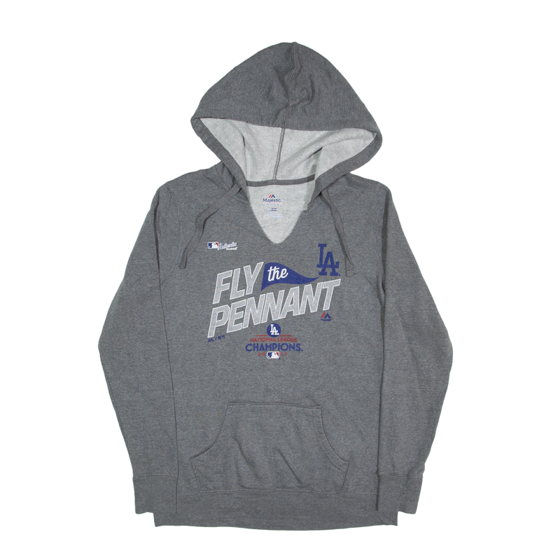 MAJESTIC Fly The Pennant Hoodie Grey Pullover Womens M