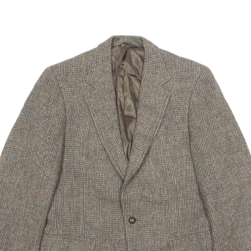 HARRIS TWEED HASTINGS Blazer Tweed Jacket Brown Wool 90s Mens M