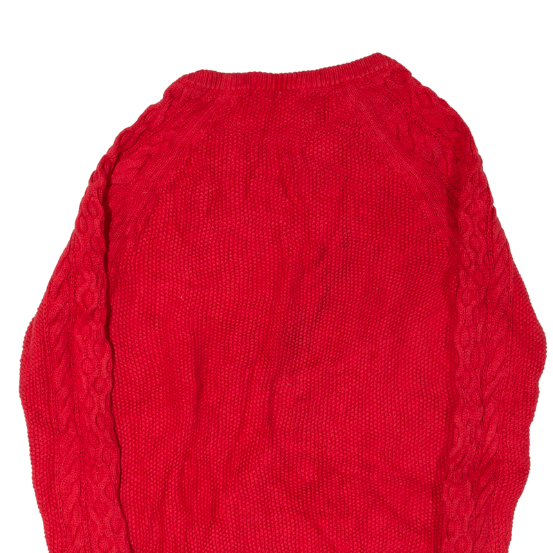 GAP Aran Jumper Red Cable Knit Womens XS