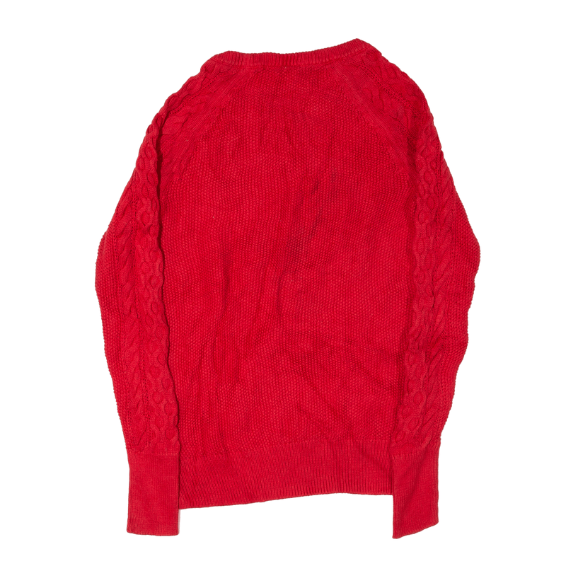GAP Aran Jumper Red Cable Knit Womens XS