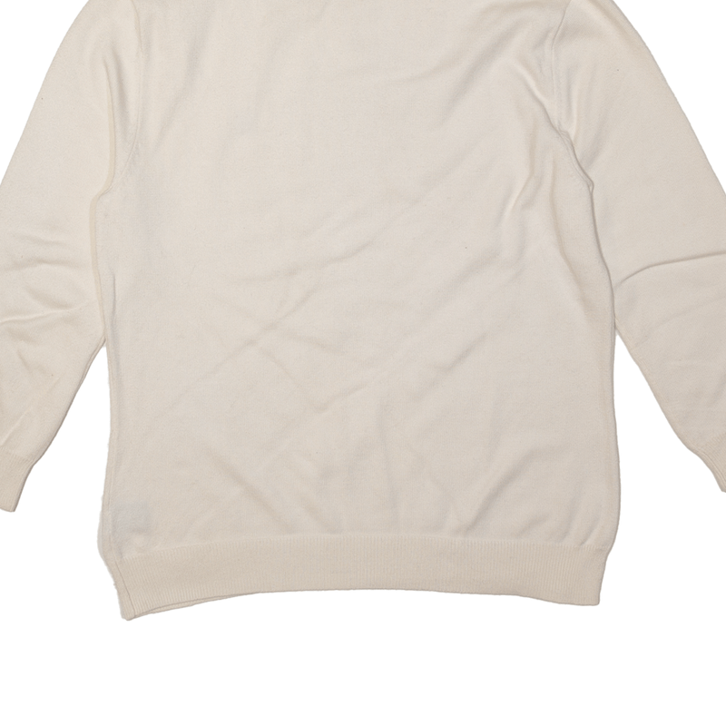 CHAPS Jumper White Roll Neck 3/4 Sleeve Womens M