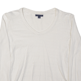 TOMMY HILFIGER Jumper White Striped V-Neck Mens S