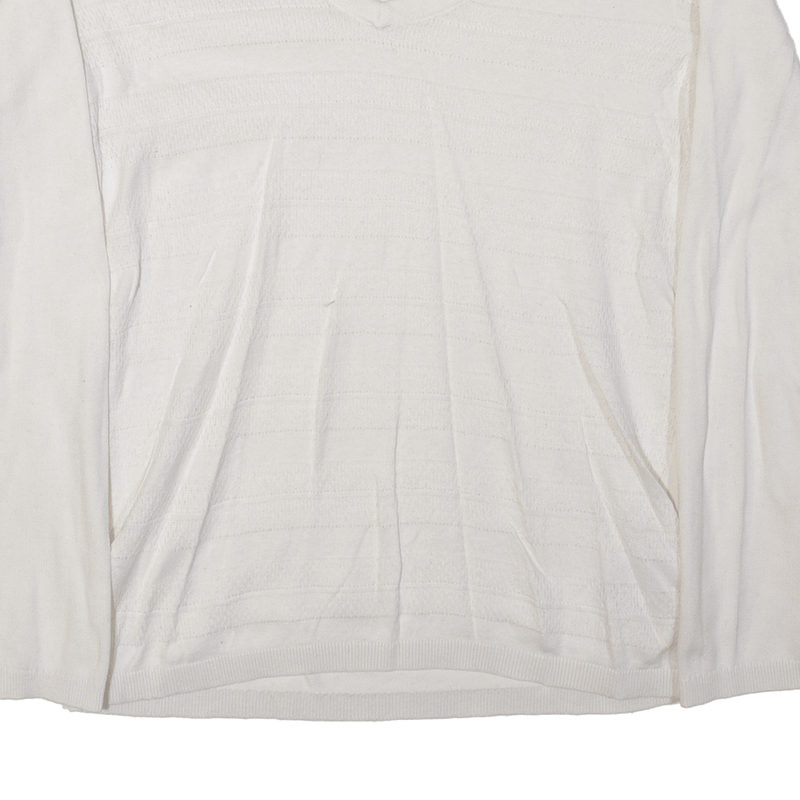 TOMMY HILFIGER Jumper White Striped V-Neck Mens S