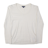 TOMMY HILFIGER Jumper White Striped V-Neck Mens S