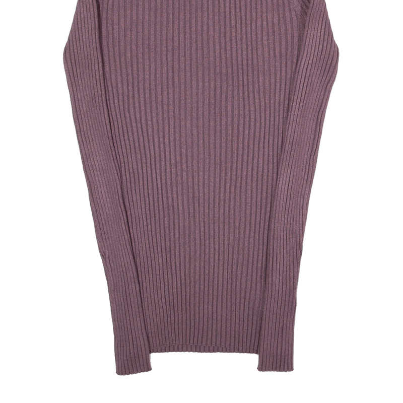 SAY WHAT Ribbed Jumper Purple Tight Knit Roll Neck Womens S