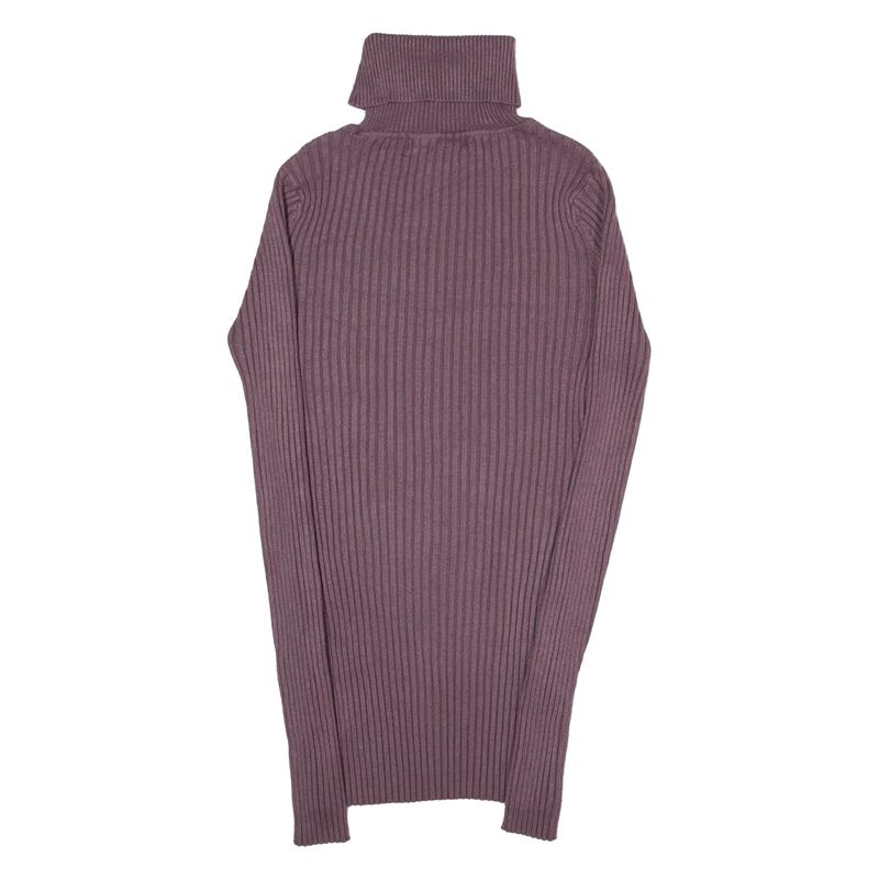 SAY WHAT Ribbed Jumper Purple Tight Knit Roll Neck Womens S