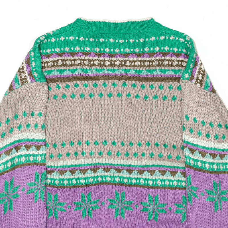 Jumper Purple Crazy Pattern Chunky Knit Patterned Mens M