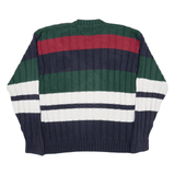 TOMMY HILFIGER Heavy Knit Jumper Blue Striped Cable Knit Mens XL