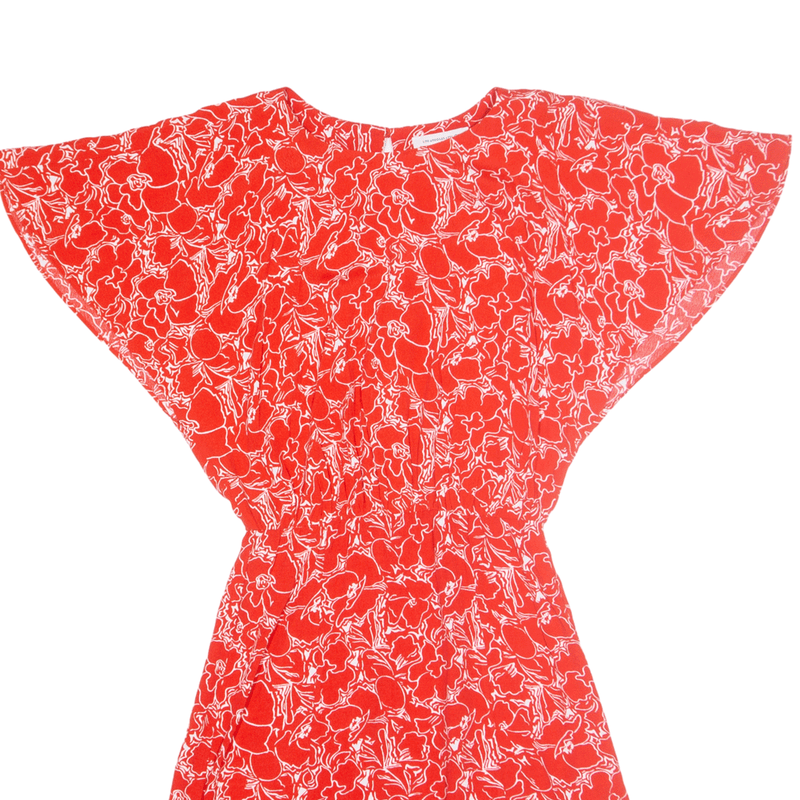 & OTHER STORIES Tea Dress Red Floral Short Sleeve Knee Length Womens UK 6