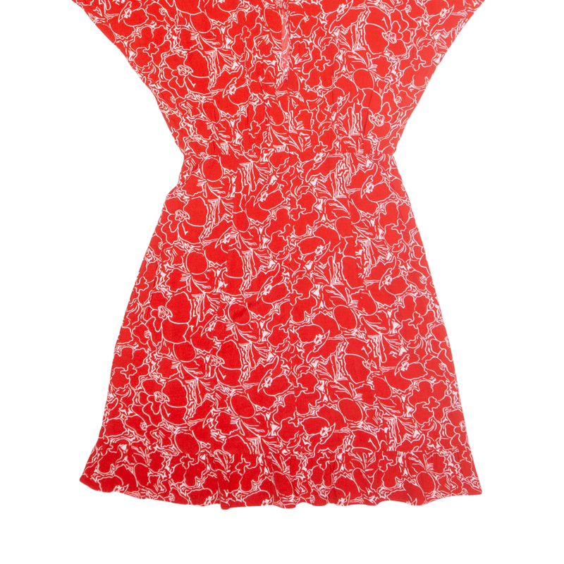 & OTHER STORIES Tea Dress Red Floral Short Sleeve Knee Length Womens UK 6