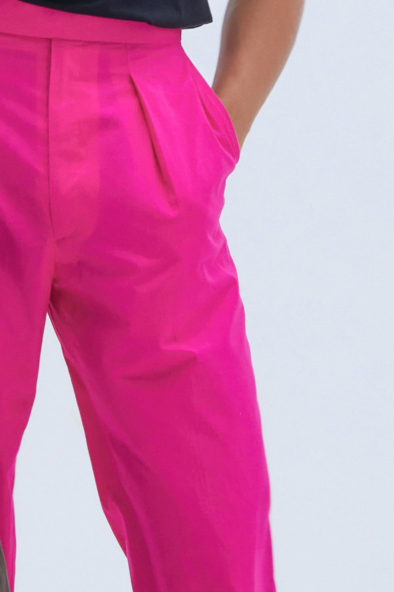 Pleated Wide Leg Trouser in Pink