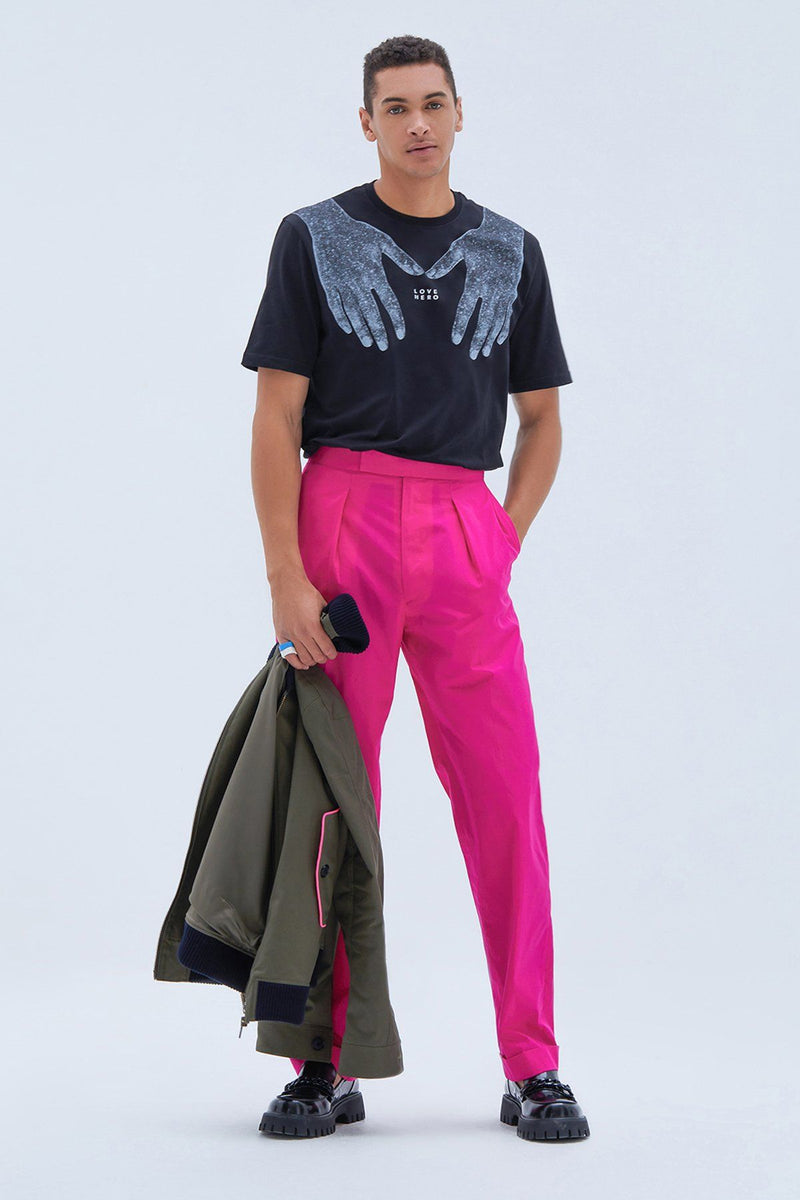 Pleated Wide Leg Trouser in Pink