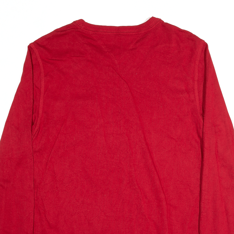 TOMMY HILFIGER Crest Logo T-Shirt Red Long Sleeve Mens XS