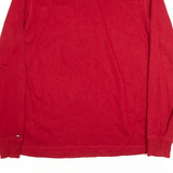TOMMY HILFIGER Crest Logo T-Shirt Red Long Sleeve Mens XS