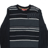 PUMA Sports T-Shirt Black Striped Long Sleeve Mens S