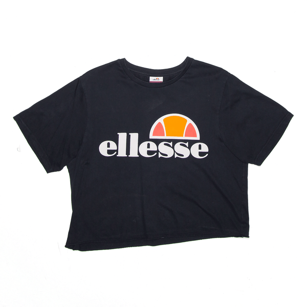 ELLESSE Reworked Cropped Sports Black Short Sleeve T-Shirt Womens M