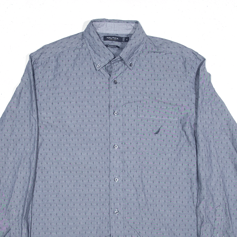 NAUTICA Shirt Blue Spotted Long Sleeve Mens M