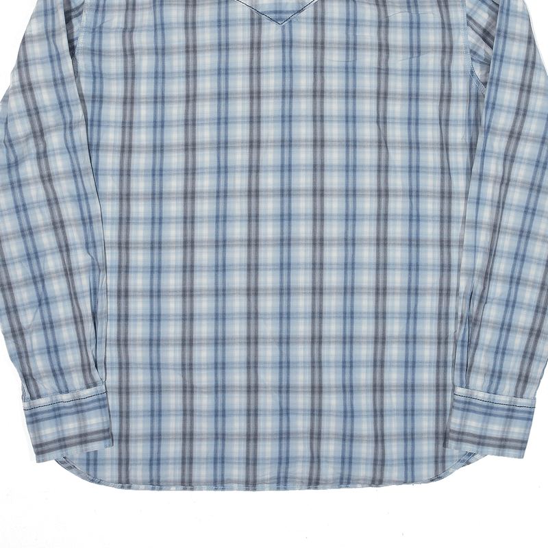 LEVI'S Stitch Deatil Plain Shirt Blue Check Long Sleeve Mens L