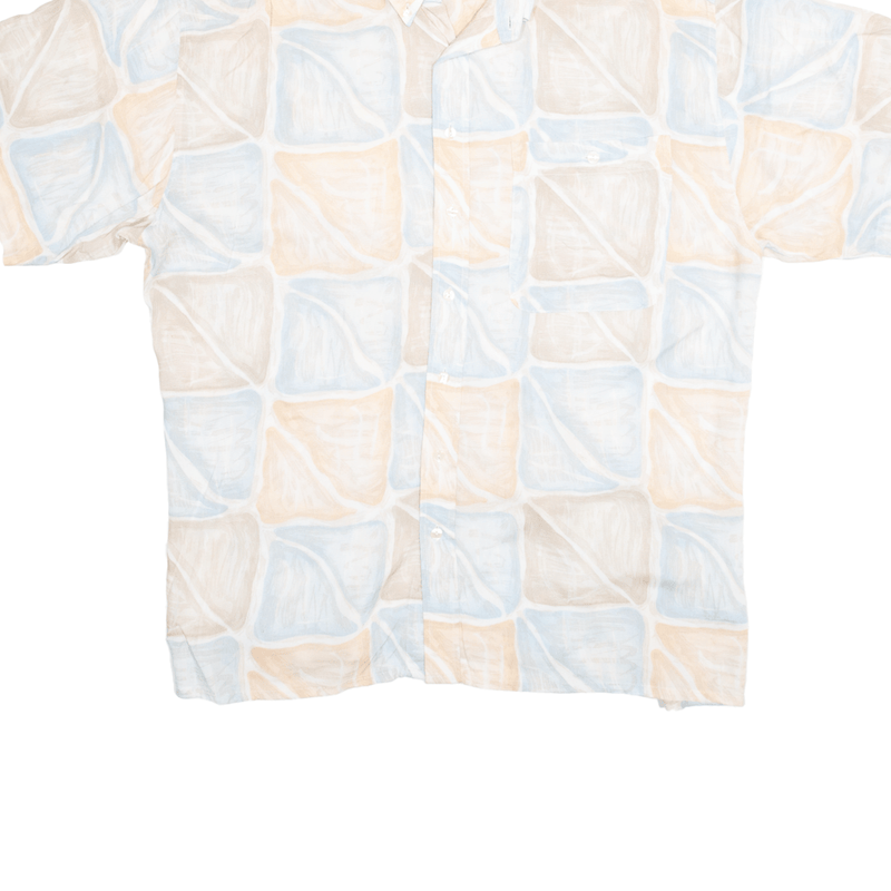 ANGELO LI TRICO Blue Viscose Crazy Pattern Short Sleeve Shirt Mens L