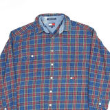 TOMMY HILFIGER JEANS Blue Check Flannel Long Sleeve Shirt Mens M