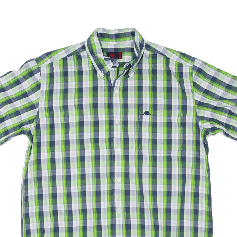 KAPPA Shirt Green Plaid Short Sleeve Mens L