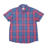 WRANGLER Regular Shirt Blue Plaid Short Sleeve Mens XL