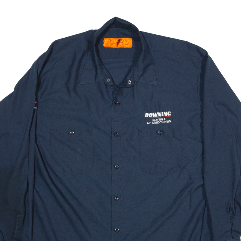 RED KAP Worker Shirt Blue Long Sleeve Mens XL