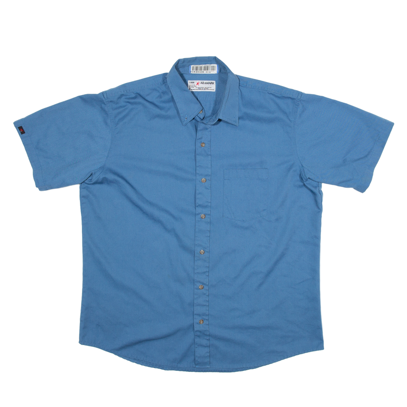 ARAMARK Worker Shirt Blue Short Sleeve Mens L