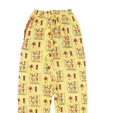 Tribal Print Lightweight Trousers Yellow Relaxed Wide-Leg Womens W24 L30