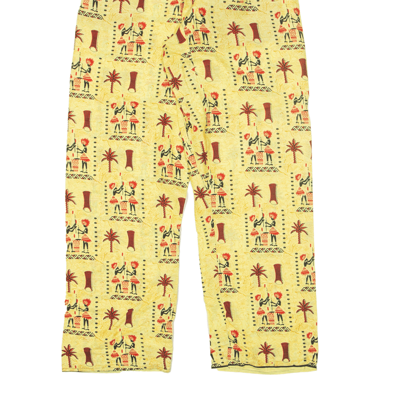 Tribal Print Lightweight Trousers Yellow Relaxed Wide-Leg Womens W24 L30