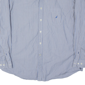 NAUTICA Mens 80'S Two Ply Short Sleeve Shirt XL Blue Check Cotton