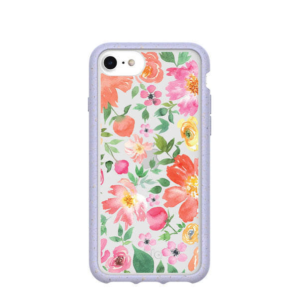 Clear Prairie Florals iPhone 6/6s/7/8/SE Case With Lavender Ridge