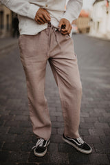 Linen pants ADONIS L Rosy Brown